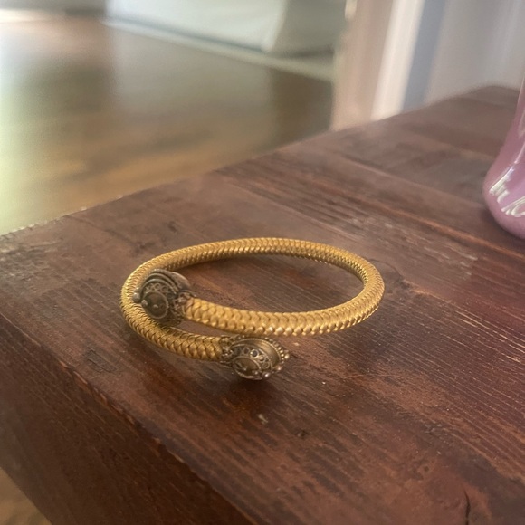 Etruscan revival gold-plated torque/bypass cuff granulated bal 18 K Gold